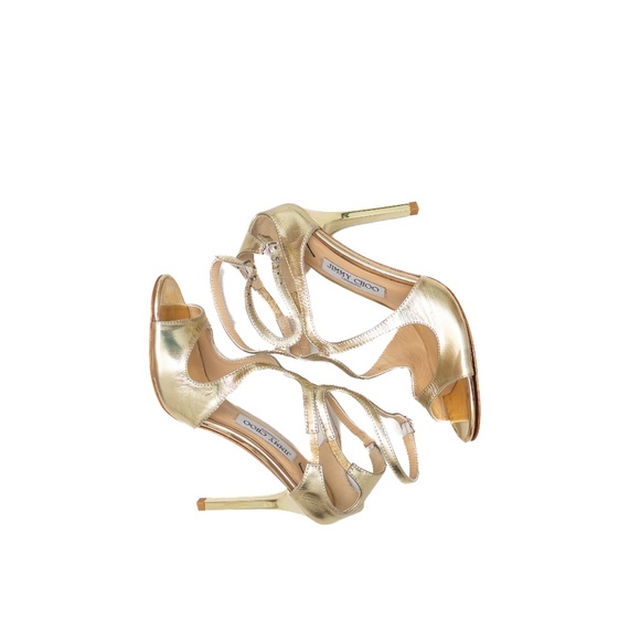 Jimmy Choo ‘Lang’ Gold Metallic Leather Sandals – Size US 7 / UK 4.5 / EU 37 - Picture 4 of 10